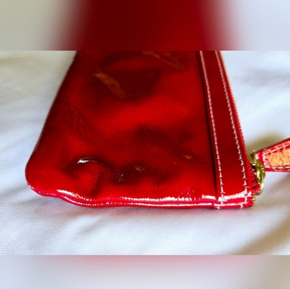 Dooney & Bourke Red Patent Leather Coin Purse with Gold Accents - Picture 3 of 11
